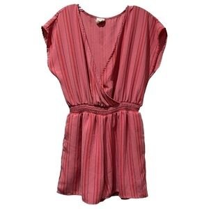 Harper Heritage Small Coral Stripe V Neck Romper Y